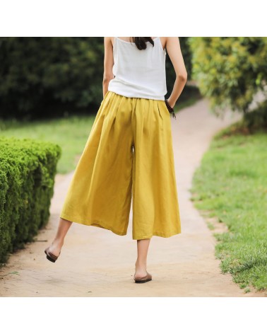 Yellow wide-leg pants