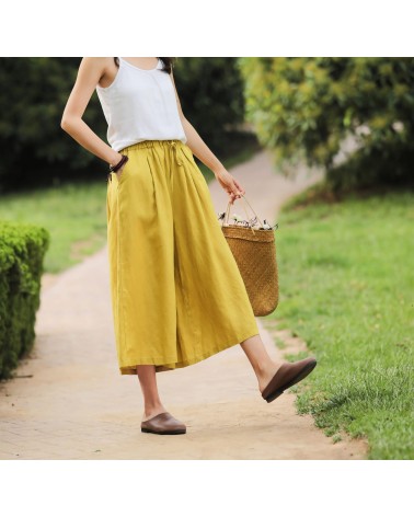 Yellow wide-leg pants