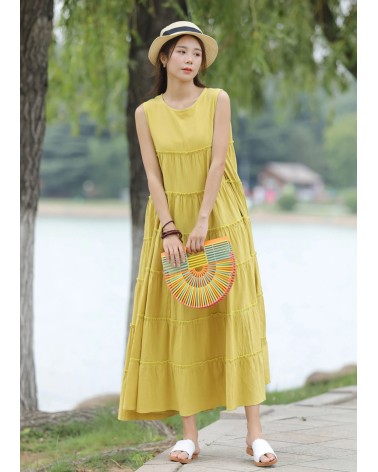 Yellow sleeveless dress