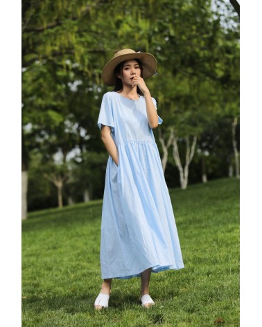 Casual Light Blue Midi Dress