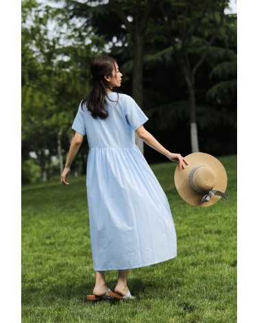 Casual Light Blue Midi Dress