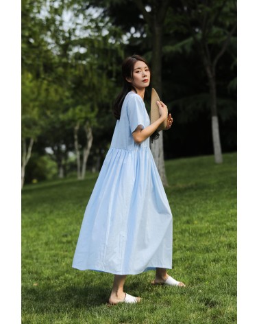 Casual Light Blue Midi Dress