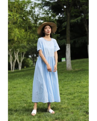Casual Light Blue Midi Dress