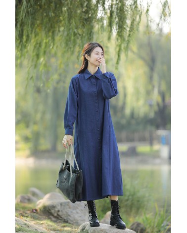 Blue long shirt dress